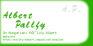 albert pallfy business card